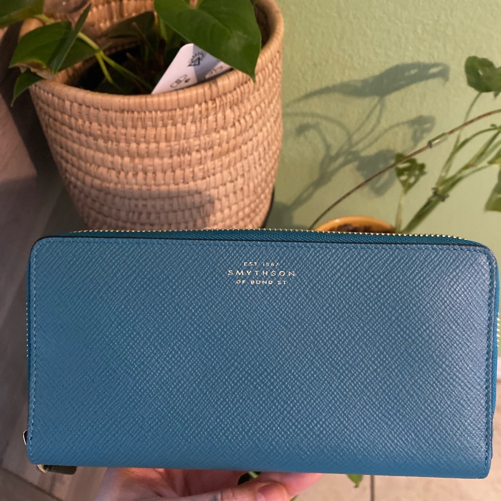 Smythson Teal Leather Wallet